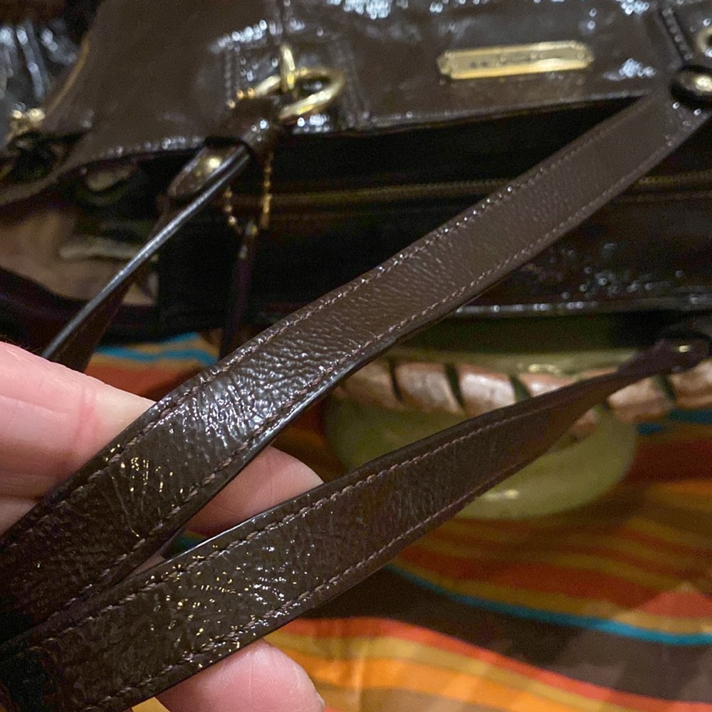 COACH GALLERY BROWN PATENT LEATHER HANDBAG Shoulder Bag - Picture 13 of 16
